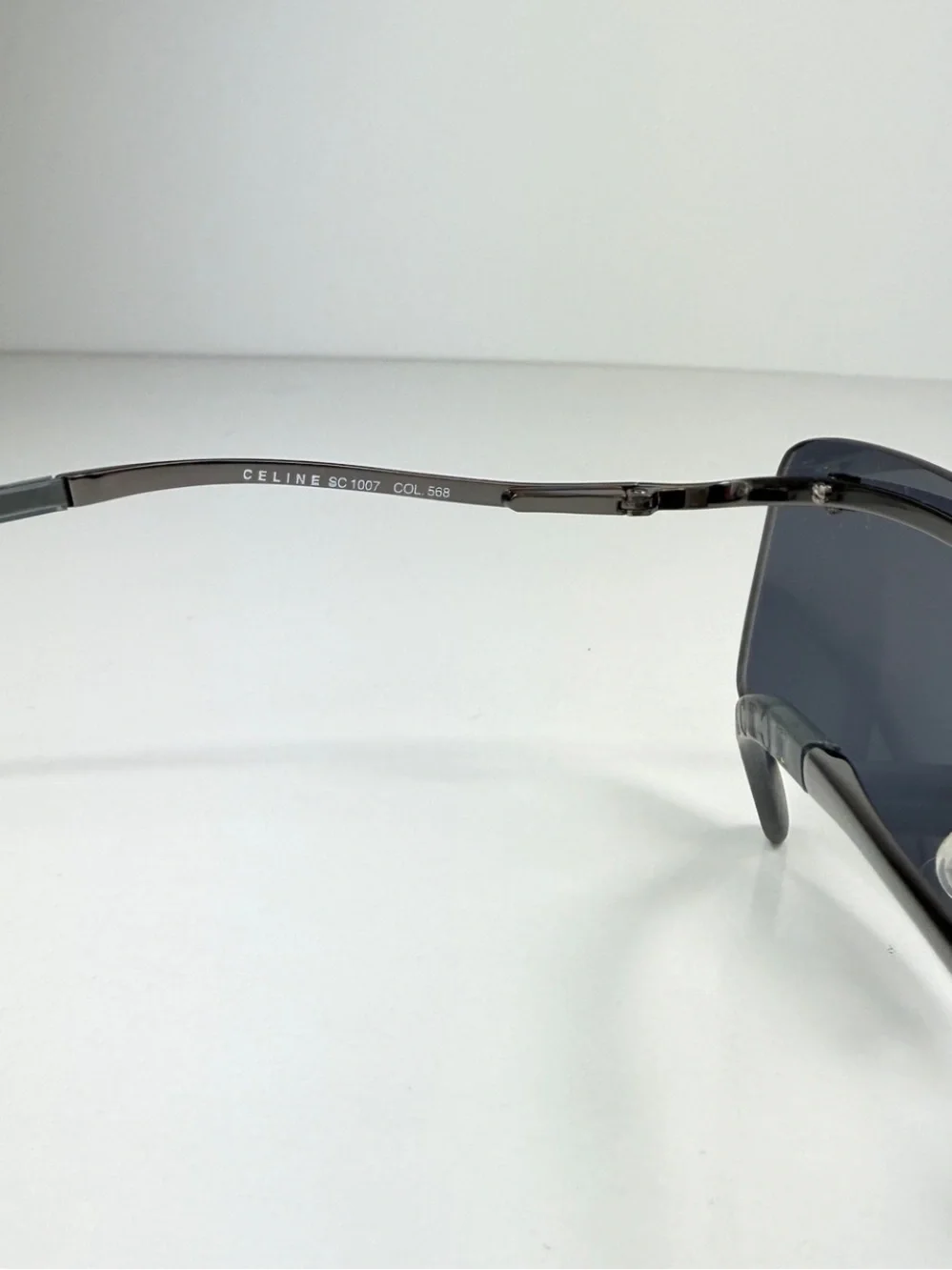 Deadstock Celine Rimless Sunglasses Shield SC 1007 568 Full Set Y2K Gunmetal